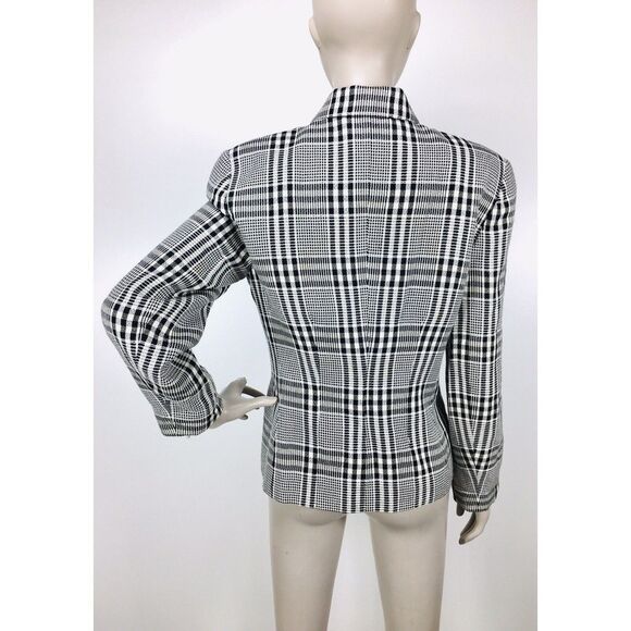 VTG Houndstooth Monochrome Plaid Button-Down Business Jacket Paul Stanley Size 6 - Picture 5 of 10